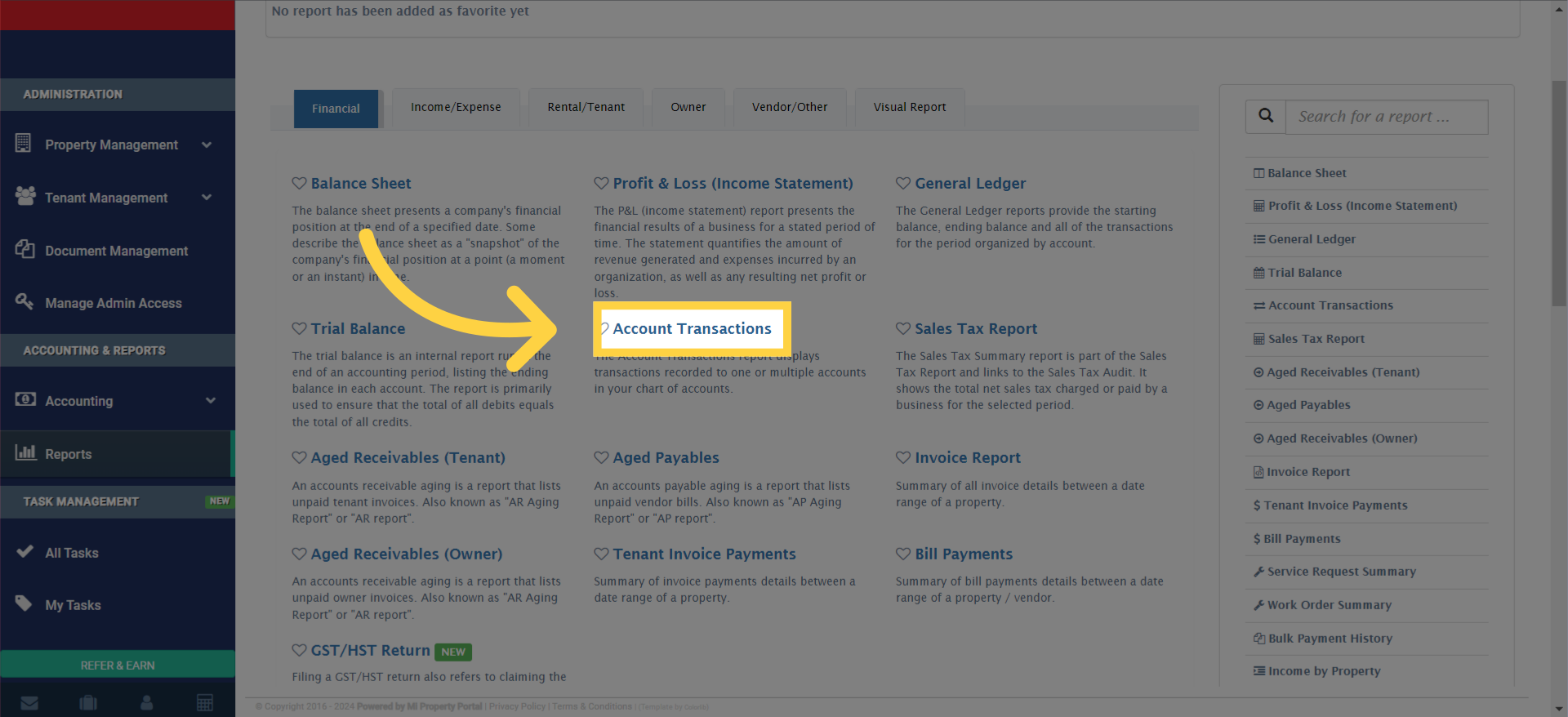 Then go to Account Transaction tab.