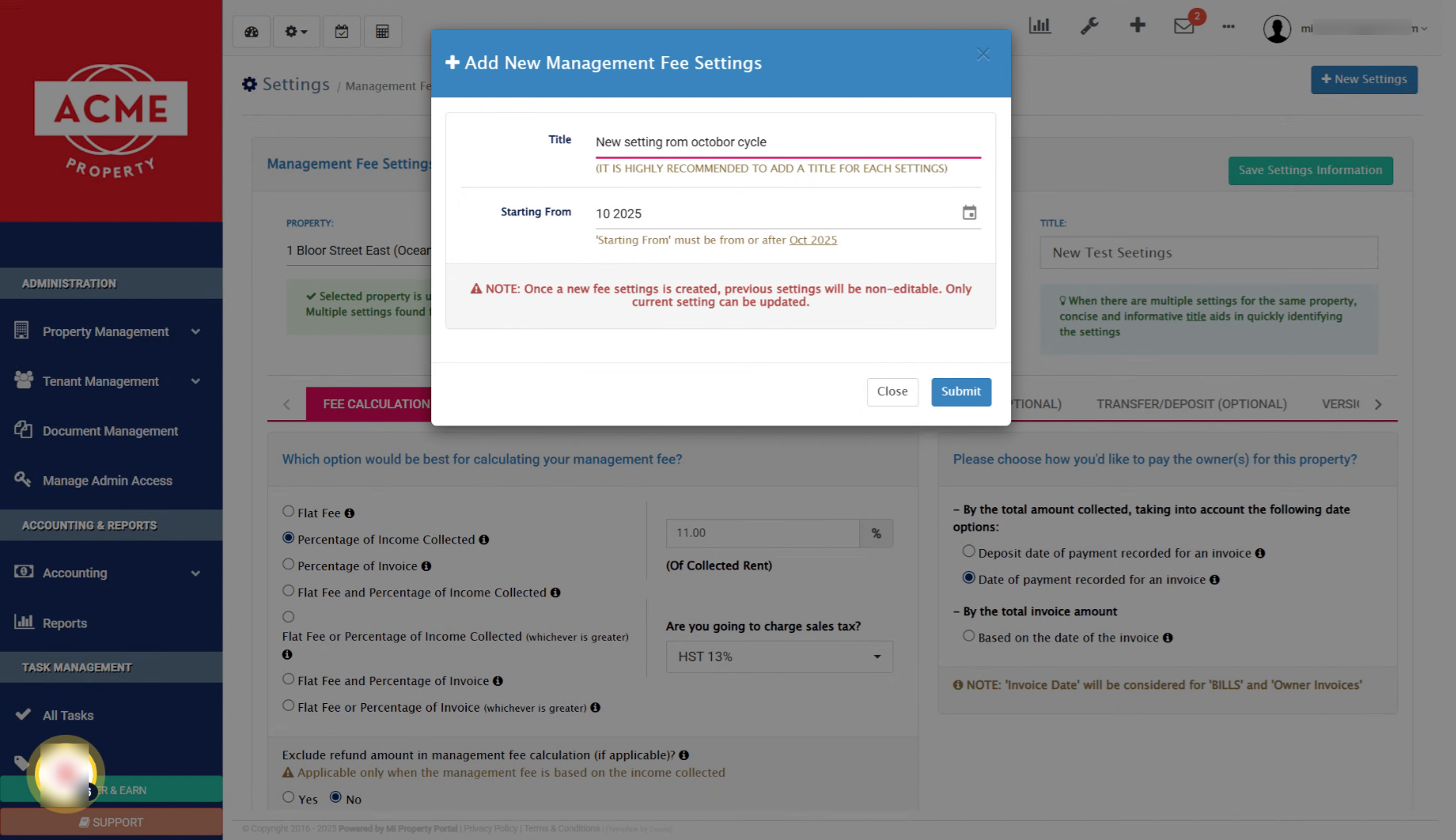 System Auto-Selects Next Month