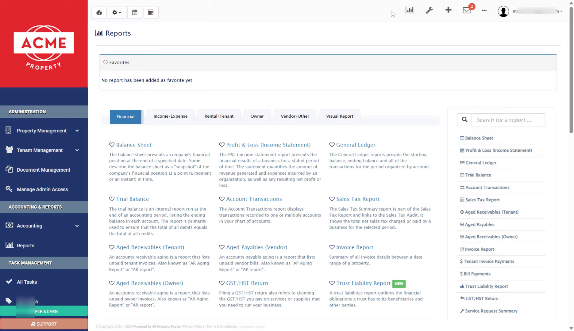 Navigate to Owner Reports