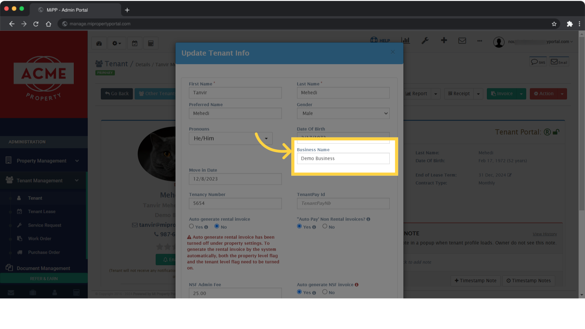 You can select the date of birth under the Date Of Birth menu field