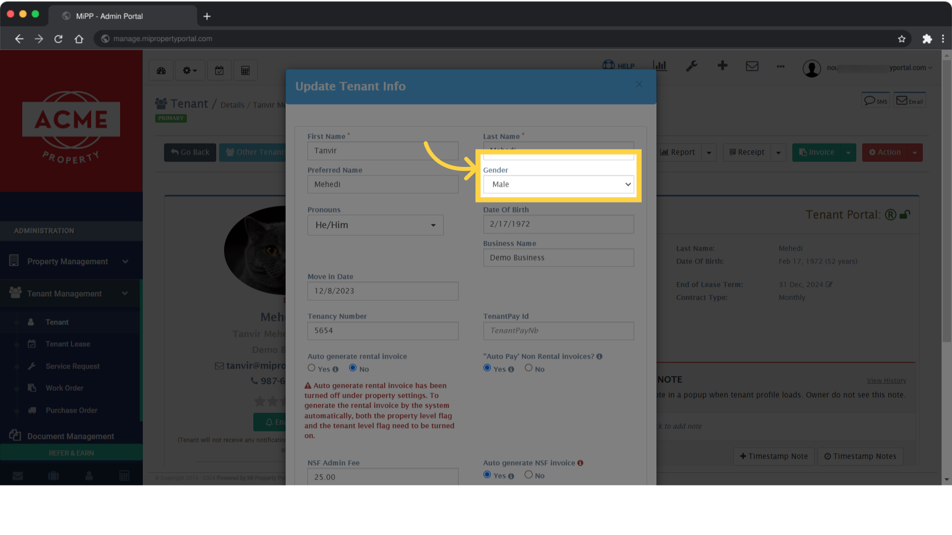 You can choose gender identity, category, and other options from the dropdown menu