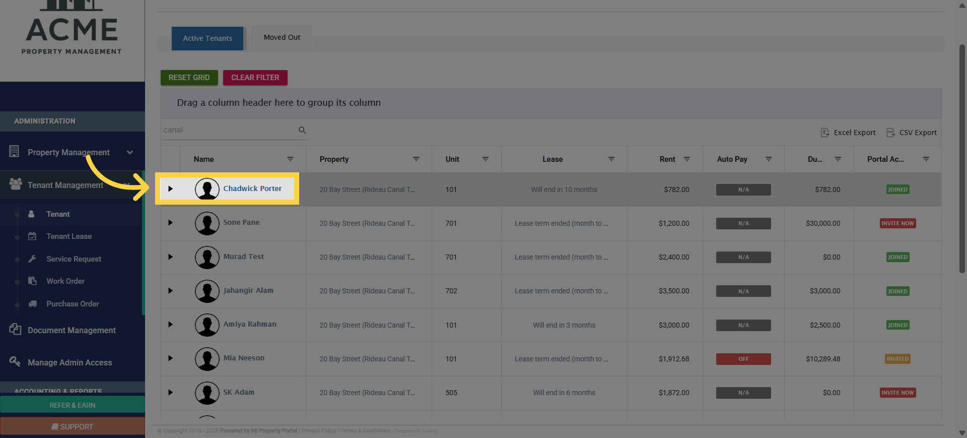 Choose Specific Tenant Record