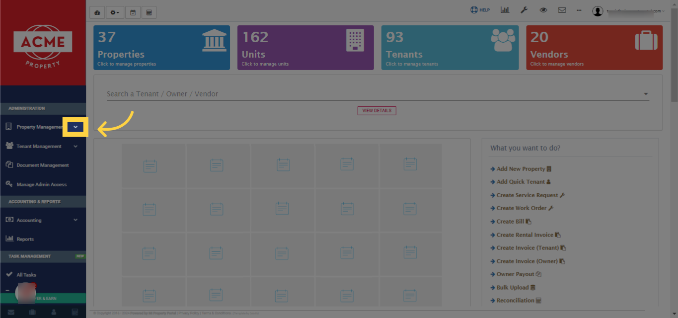  Return to the Property Management dropdown to ensure everything is synced