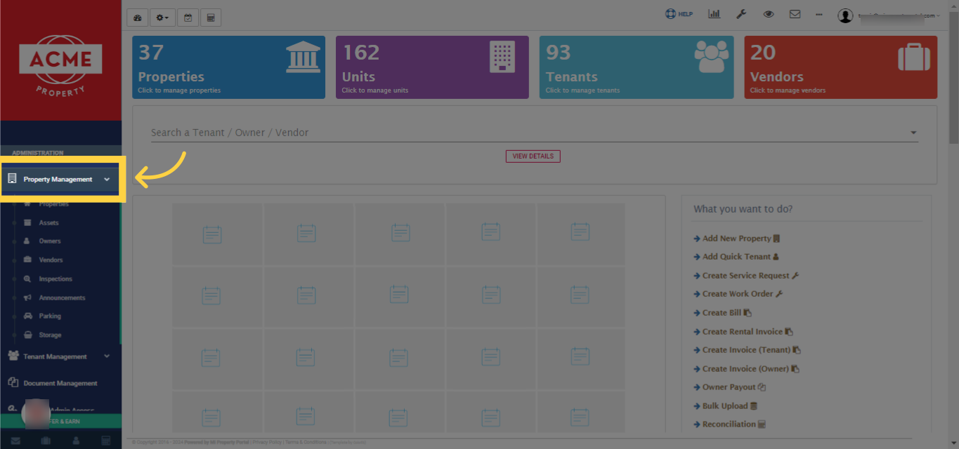 First, Go to 'Property Management' dropdown