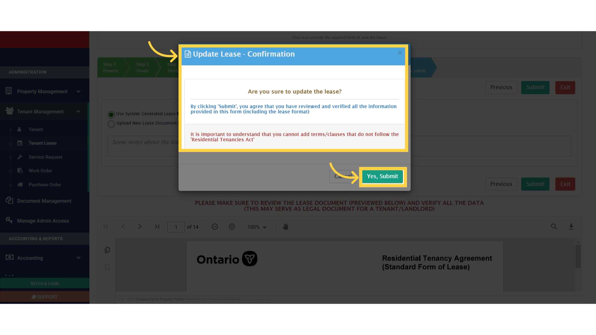 Click 'Yes, Submit'