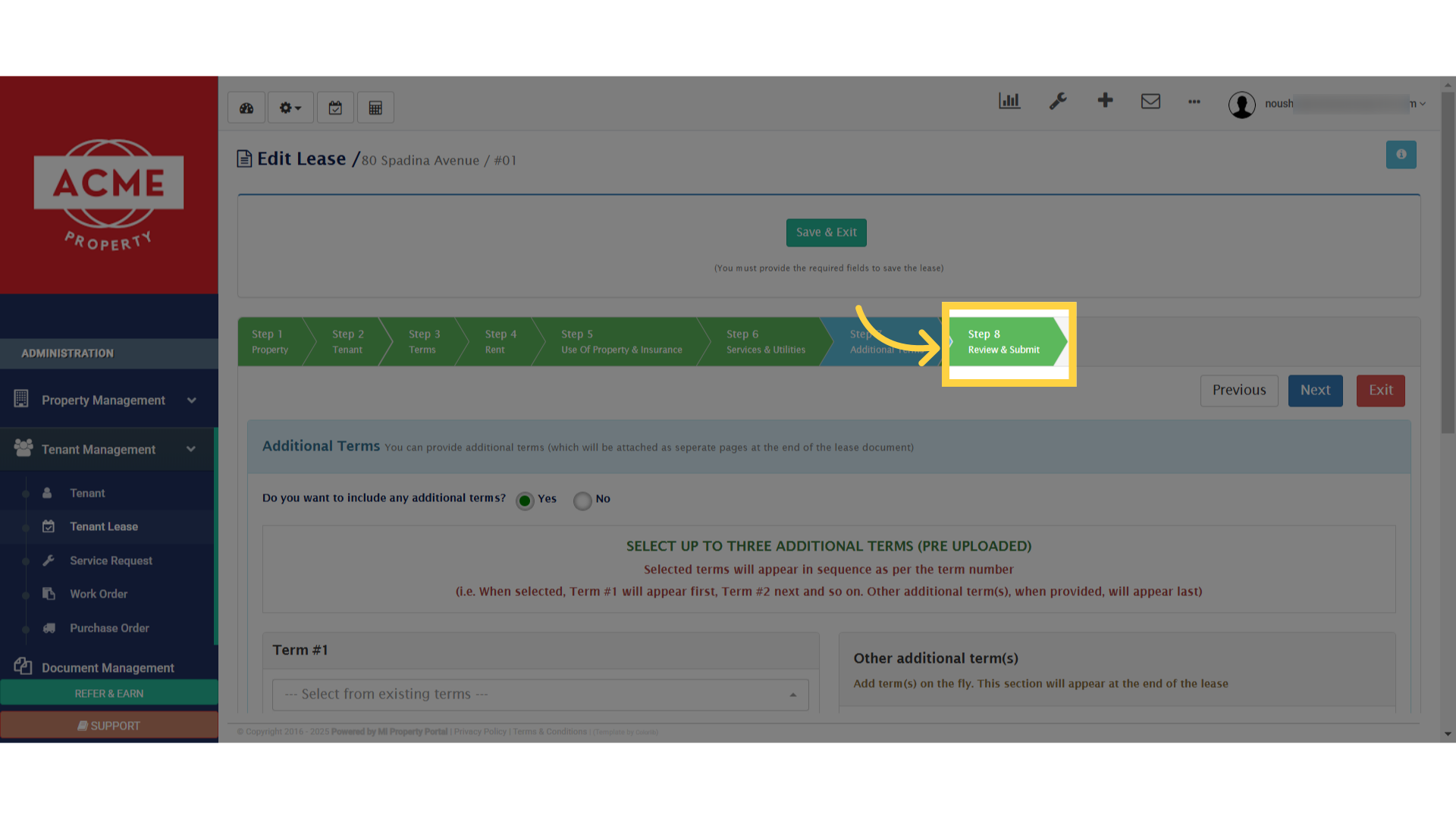 Click 'Step 8Review & Submit'