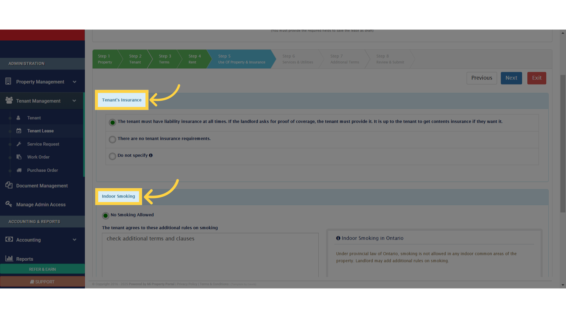 Click 'Tenant’s Insurance'