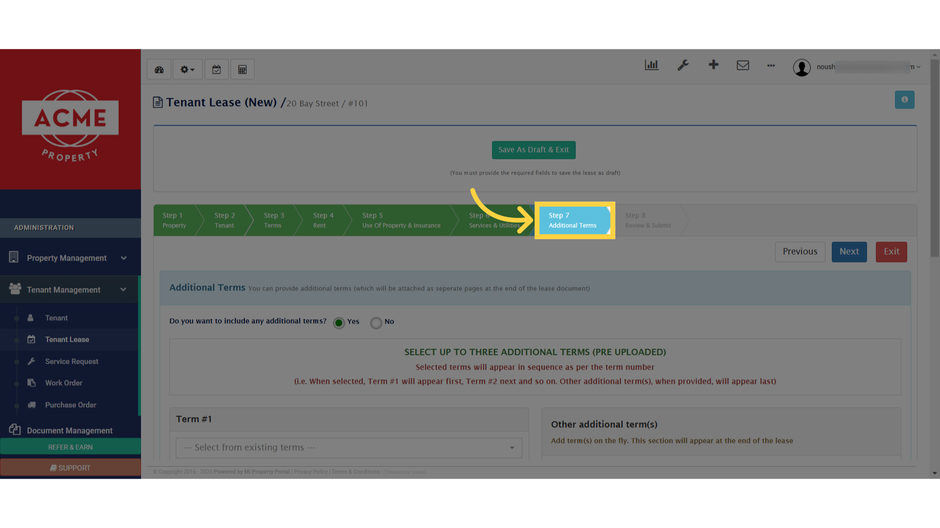 Click 'Additional Terms'