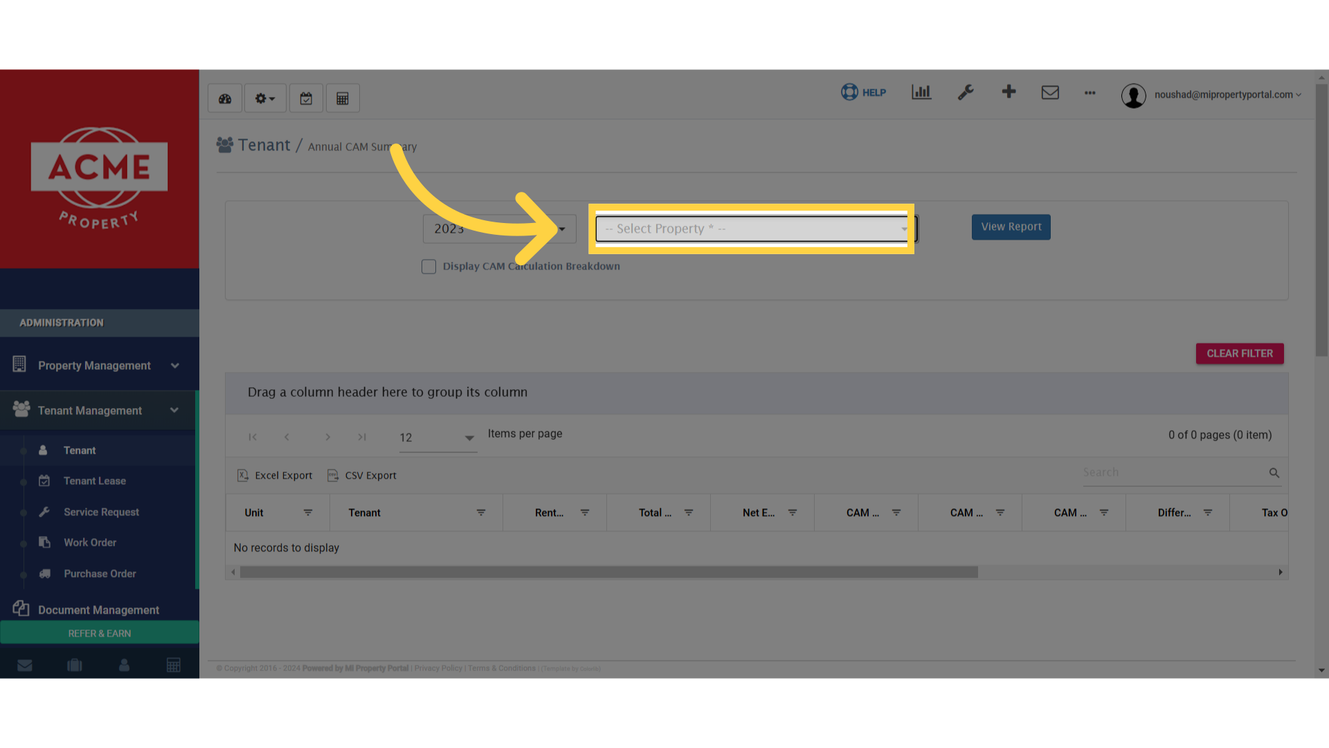 Click '-- Select Property * --'