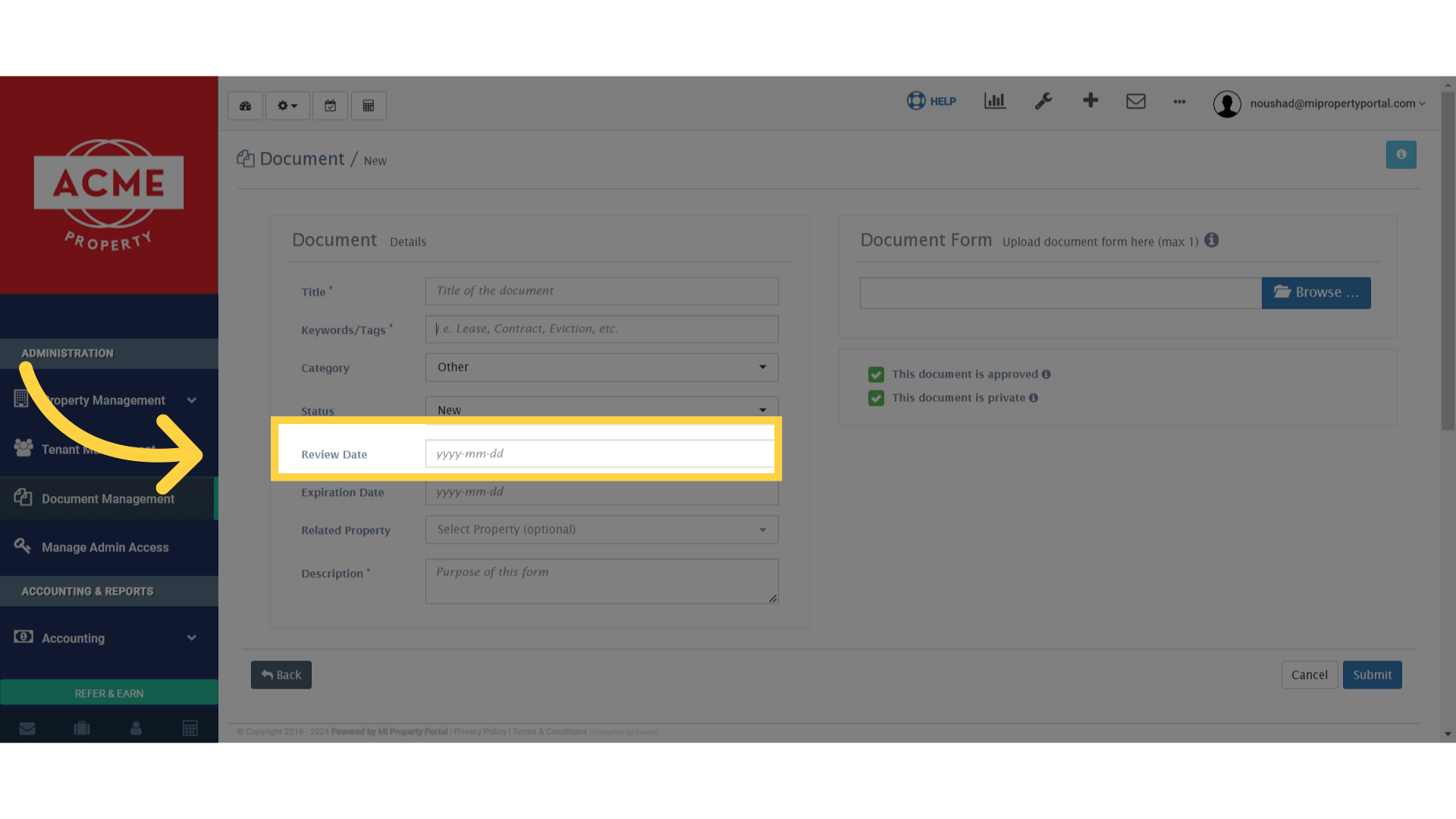 Click 'i.e. Lease, Contract, Eviction, etc.'