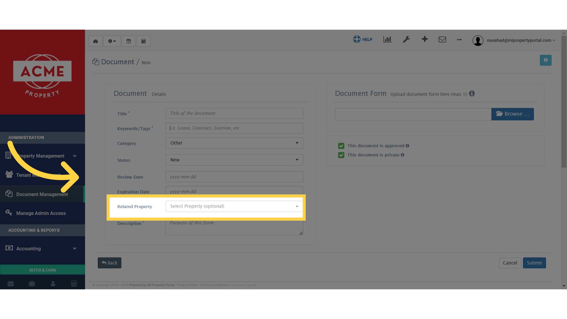 Click 'i.e. Lease, Contract, Eviction, etc.'
