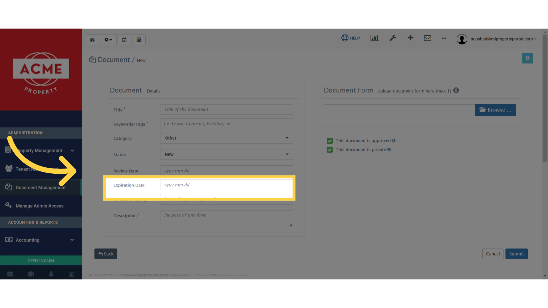 Click 'i.e. Lease, Contract, Eviction, etc.'