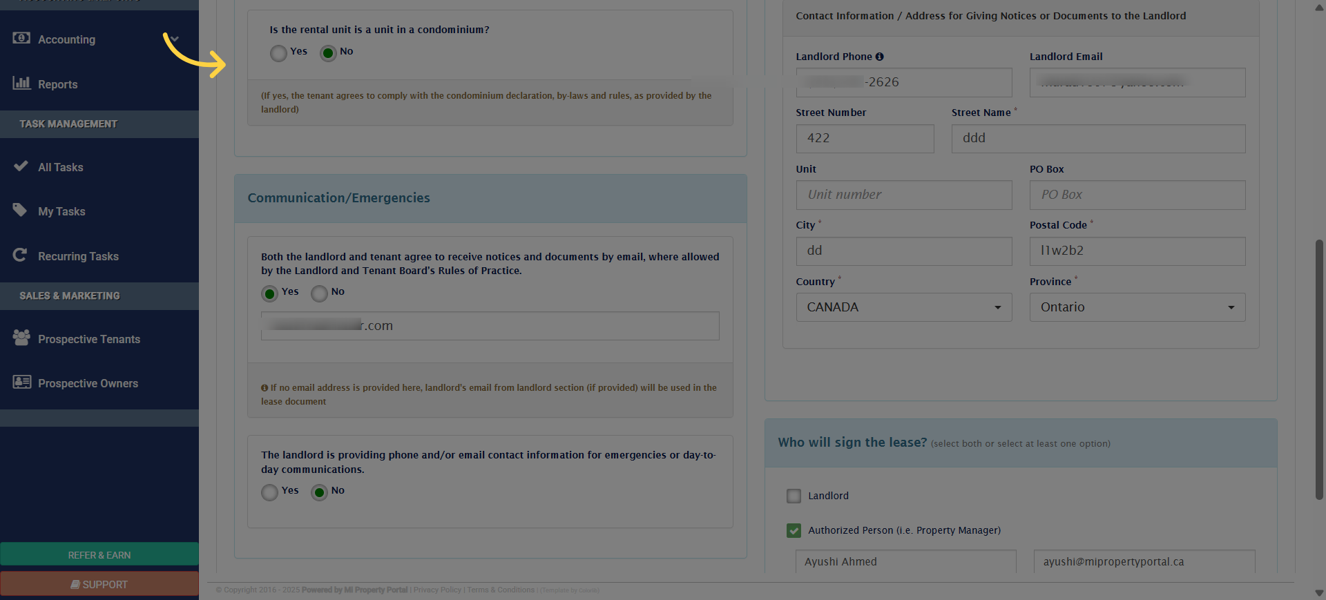 Click 'Confirm Landlord Information...'
