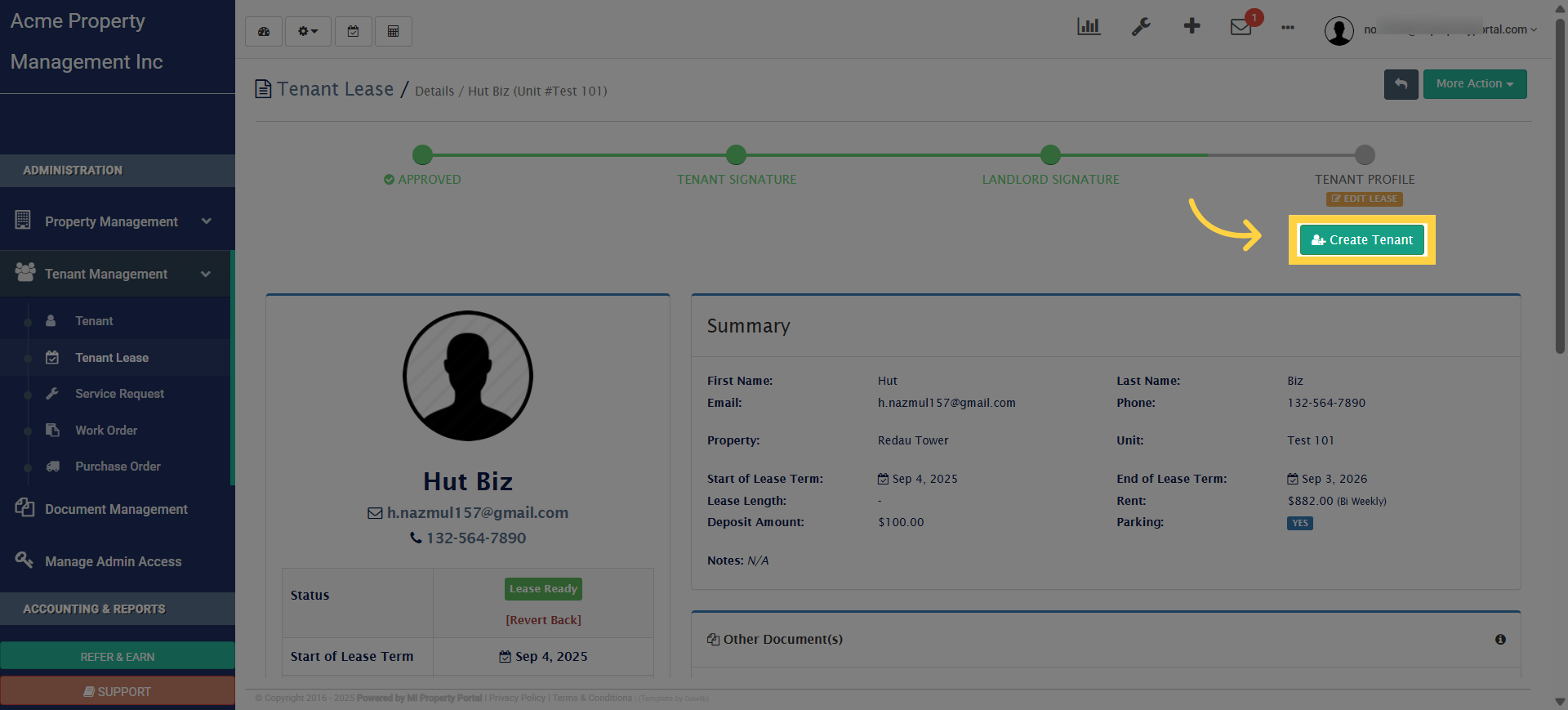 Click 'Create Tenant'
