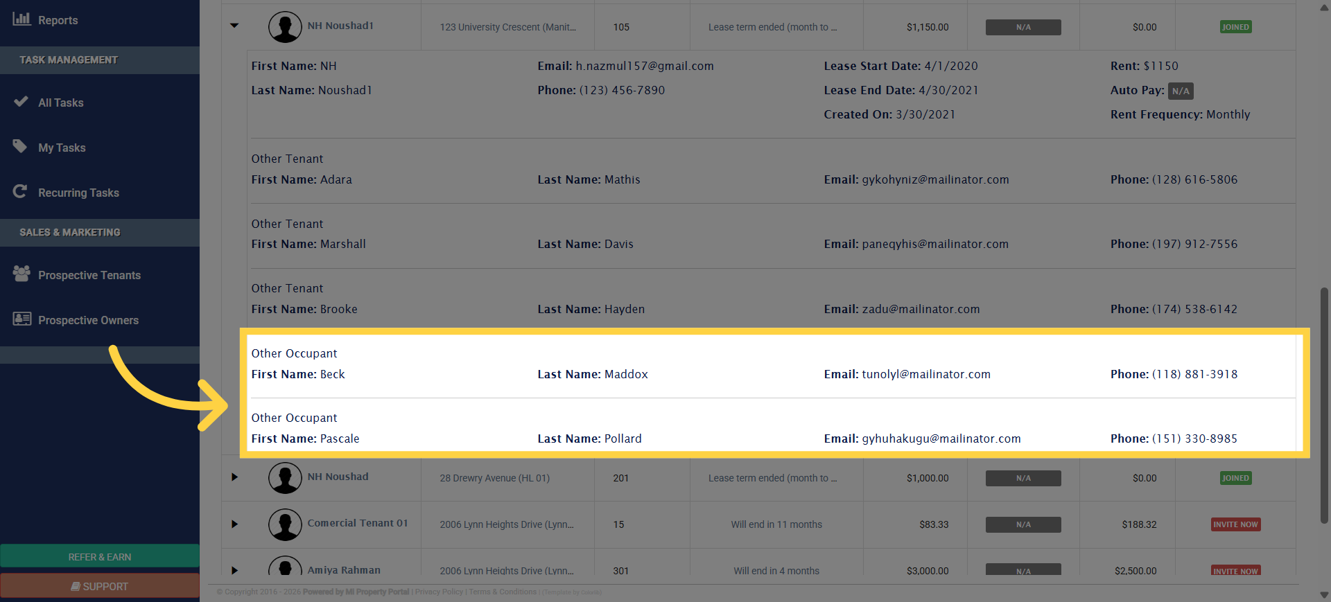 Select Other Occupant Category