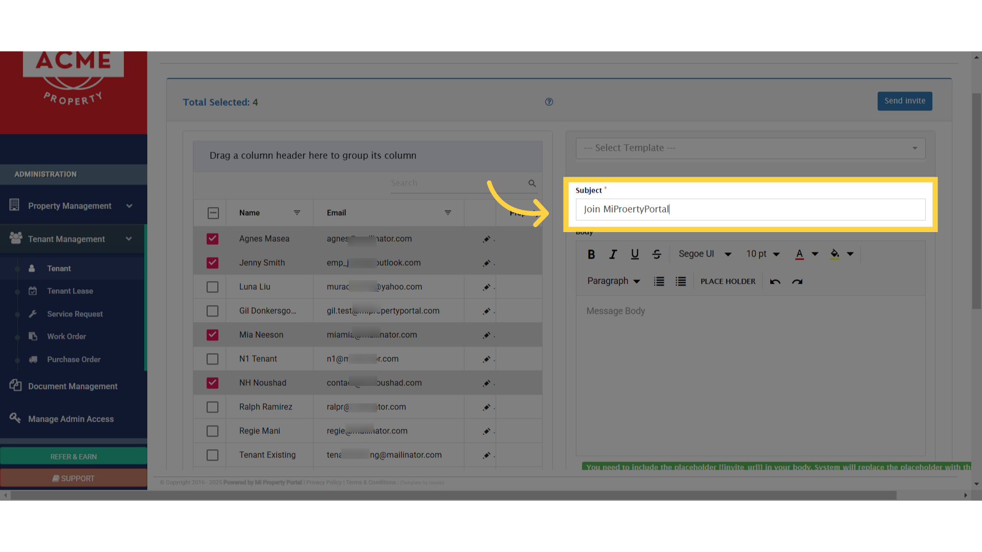 Add an email subject