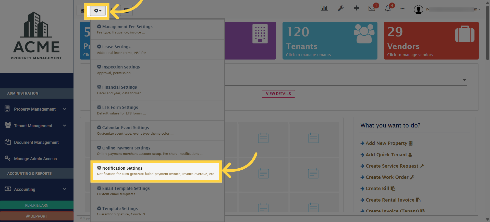 Select Notification Settings