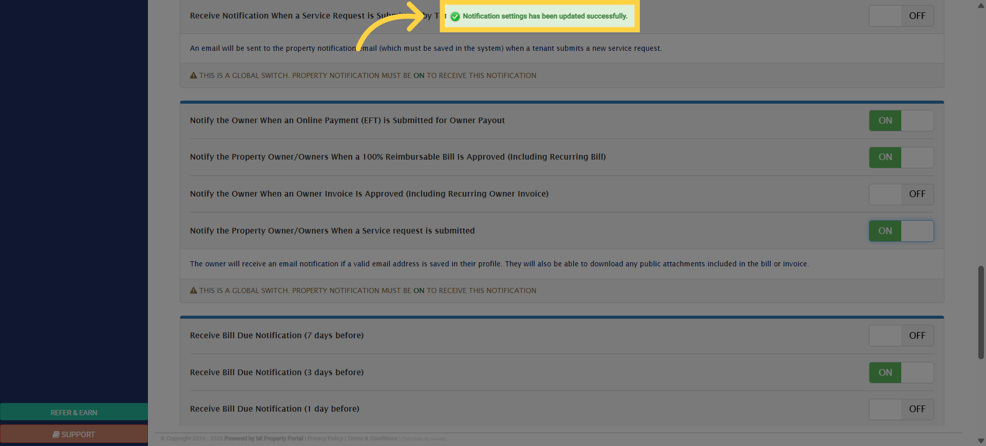 Acknowledge Update Success