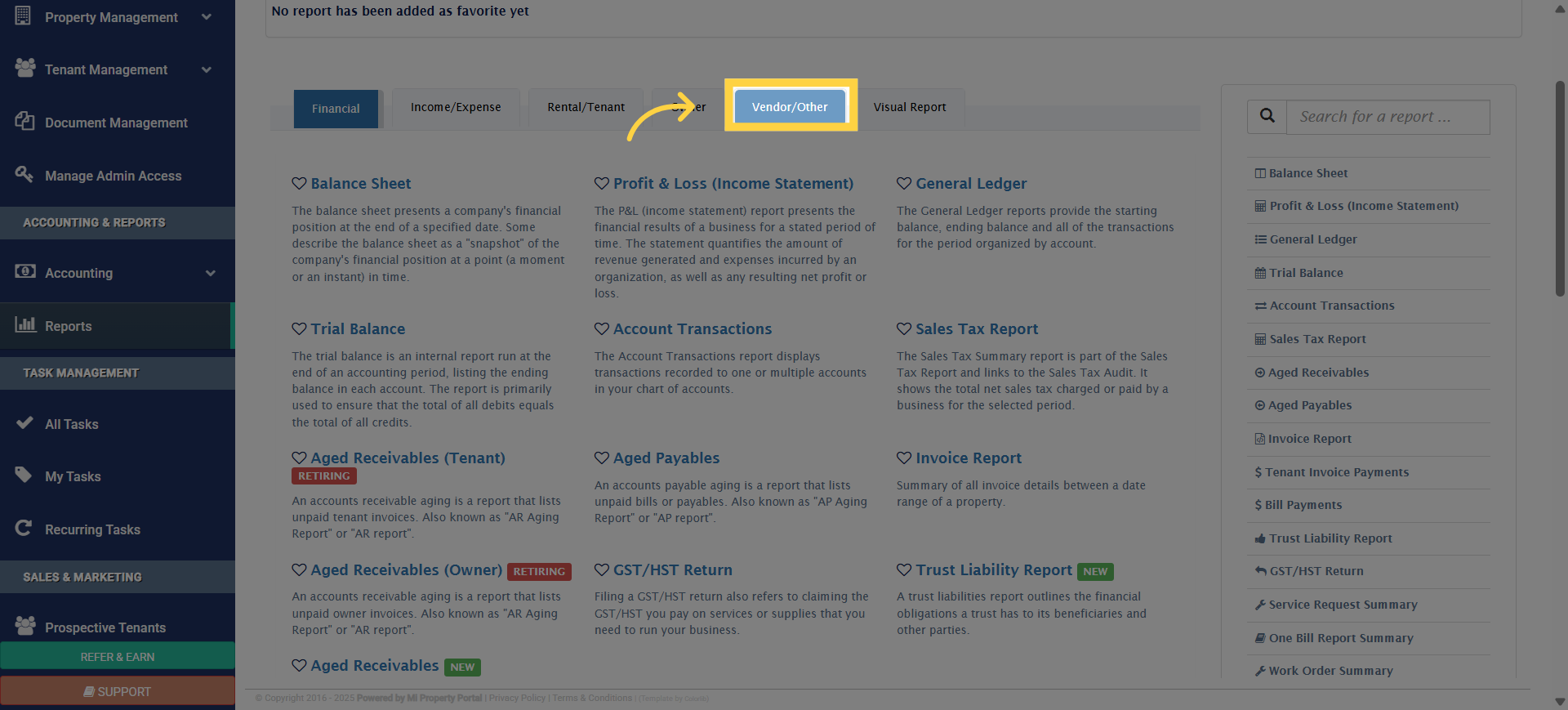 Click 'Vendor/Other'