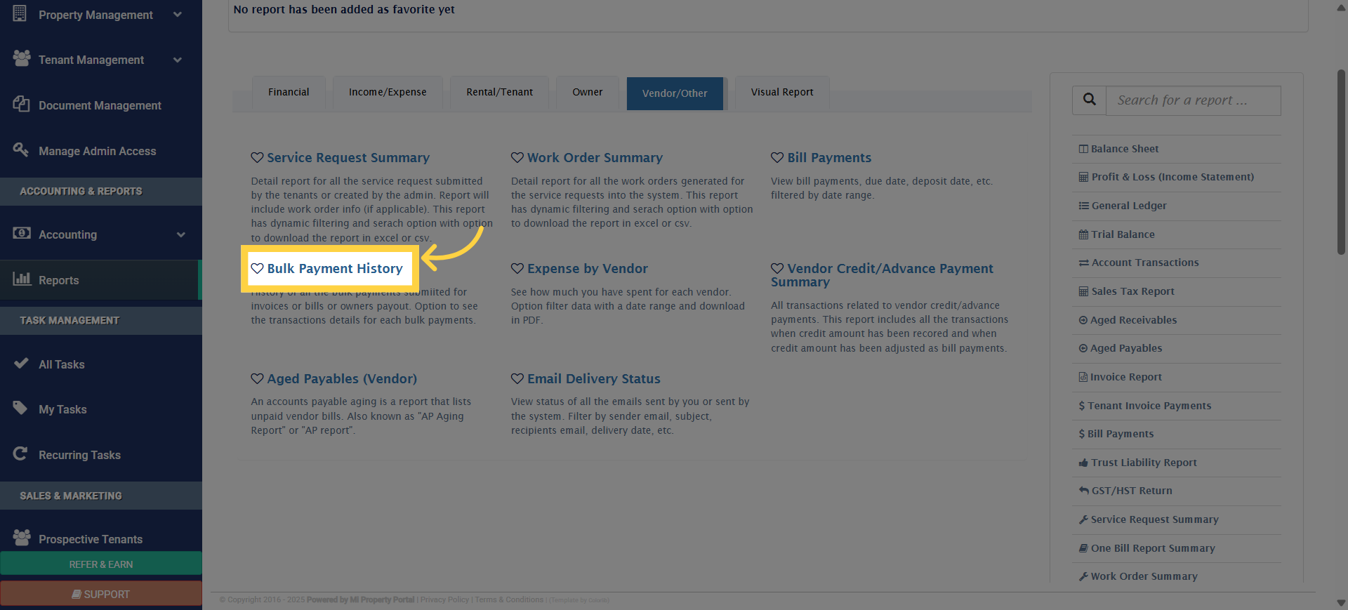Click 'Bulk Payment History'