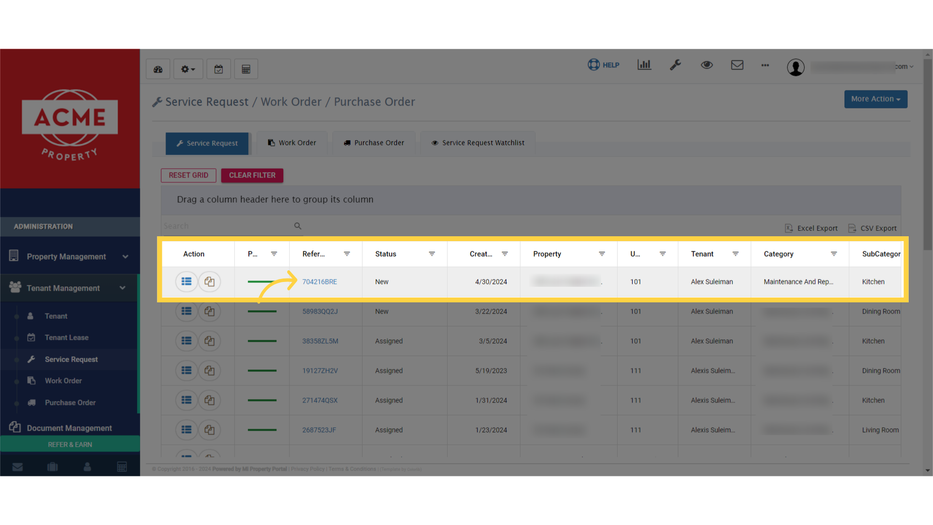 click on the 'View Details' icon.