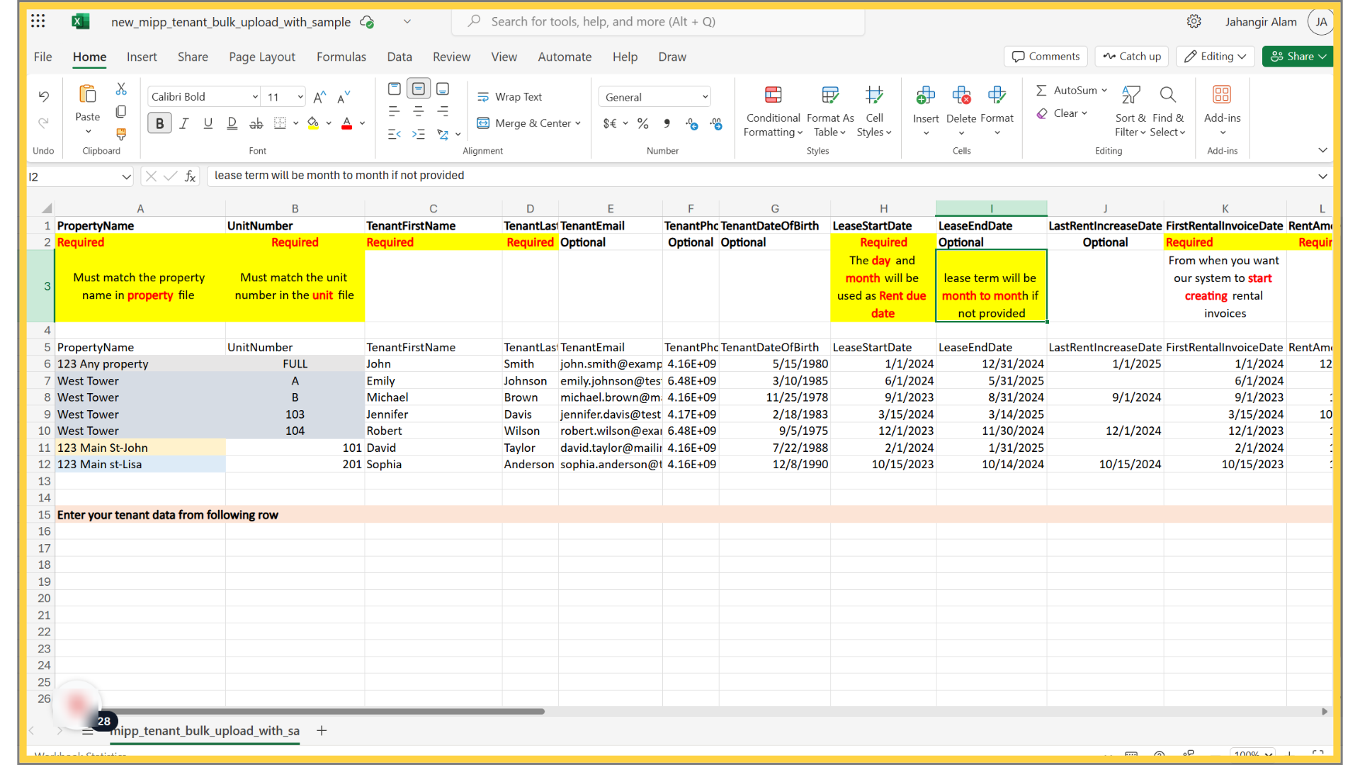 If the Lease End Date is not provided, the system will set the lease as month-to-month