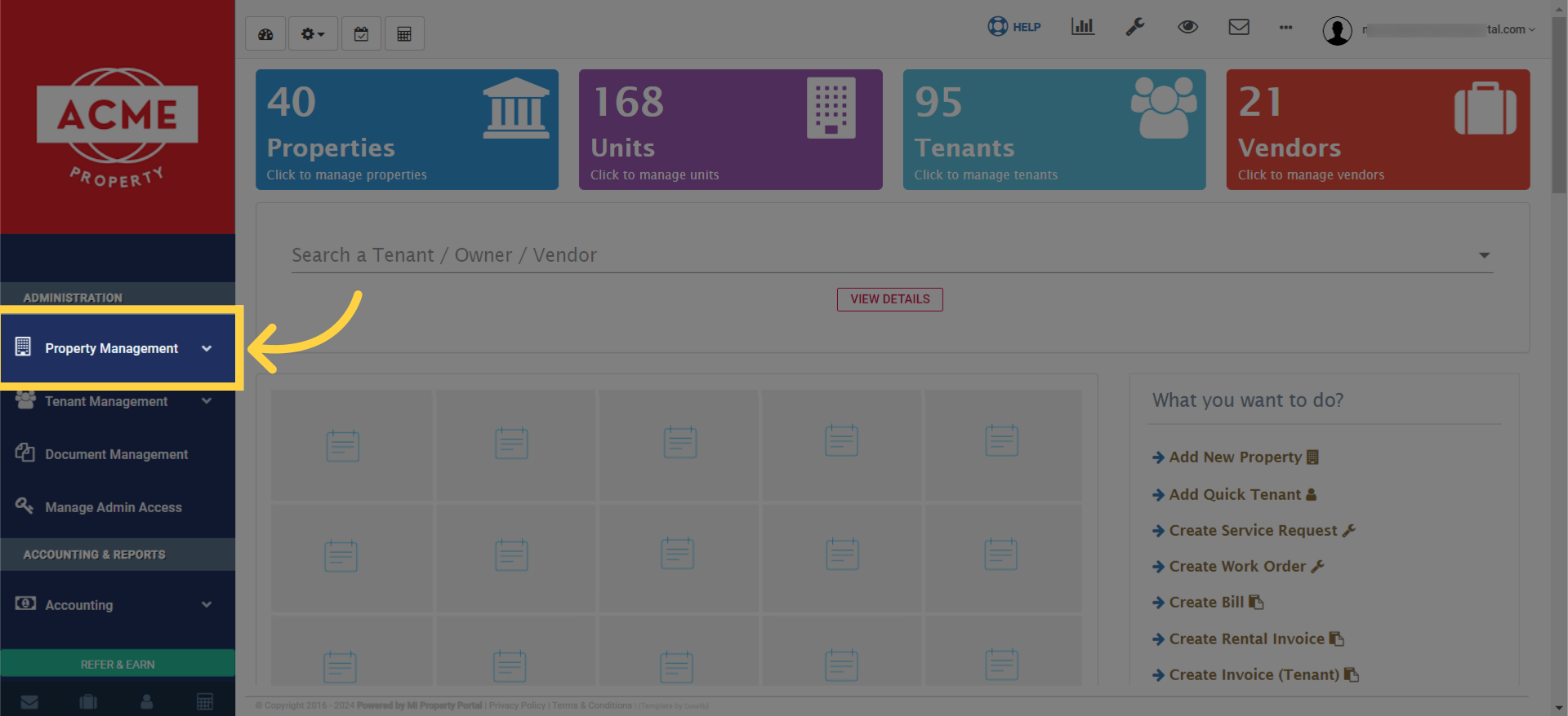 Click 'Property Management'