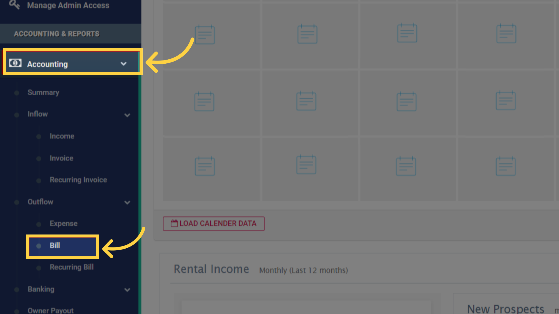 Click on 'Bill' under 'Accounting & Reports' on the left navigation to view all bills