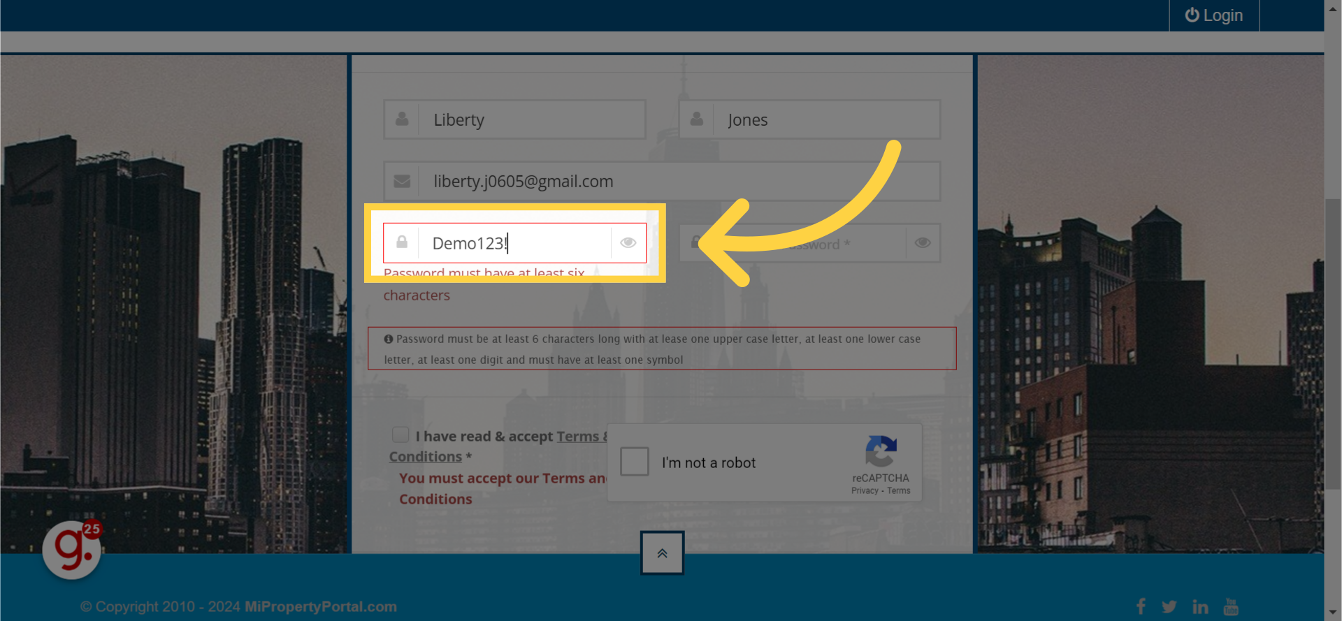 Enter the New Password