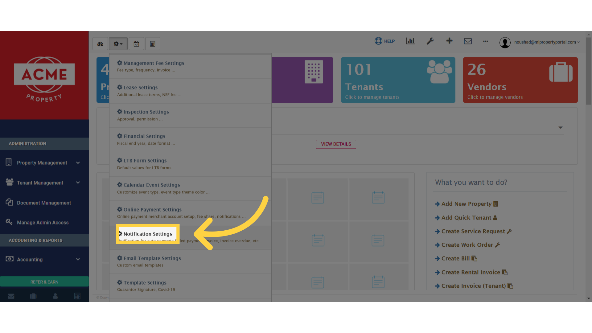 Click 'Notification Settings'
