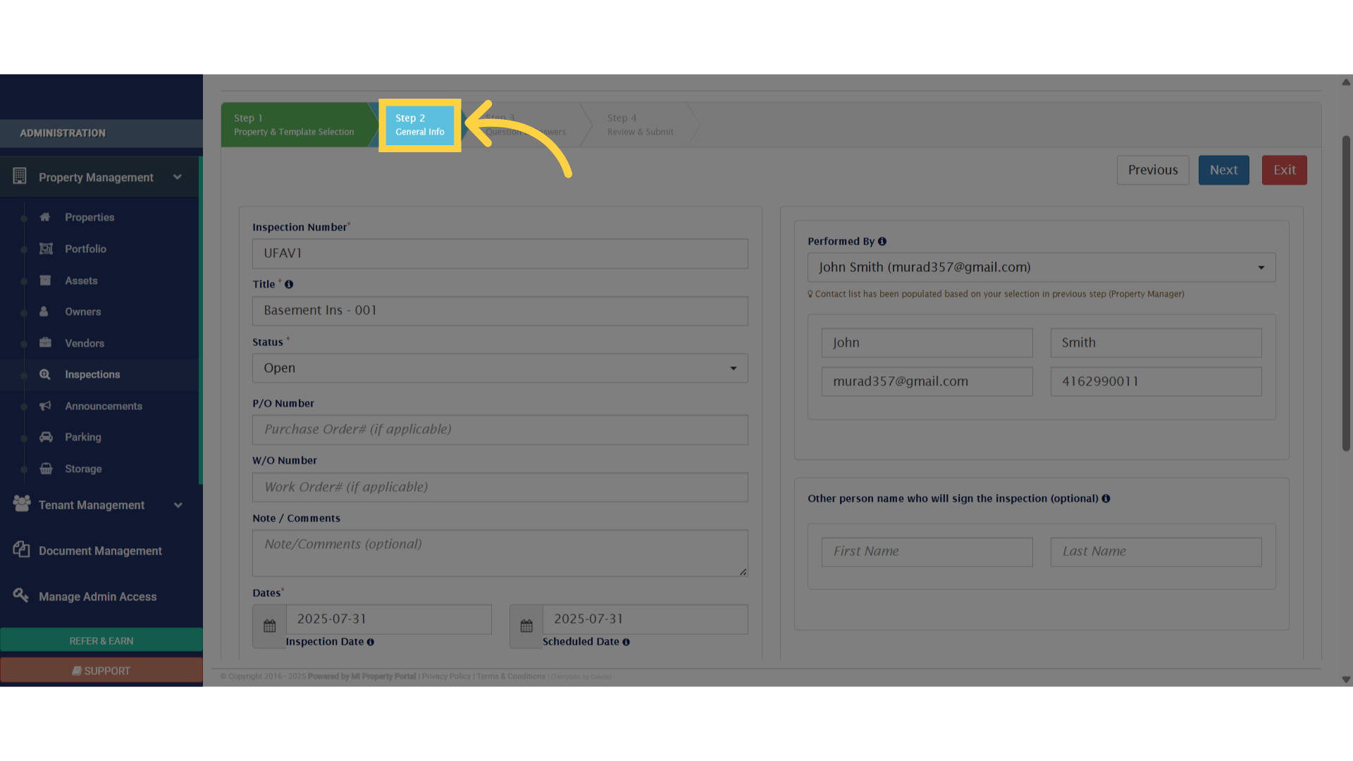 Click 'General Info'