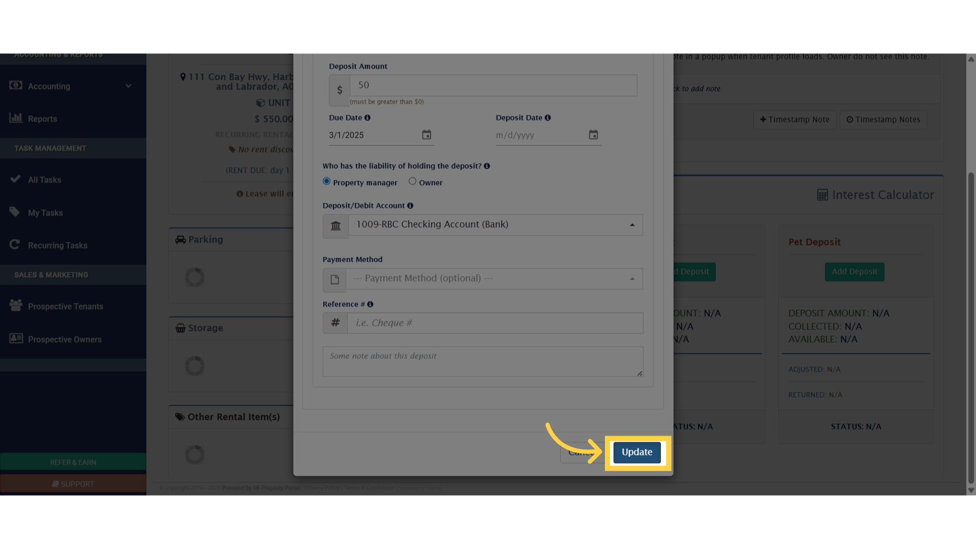 Click 'Update' to complete the process.