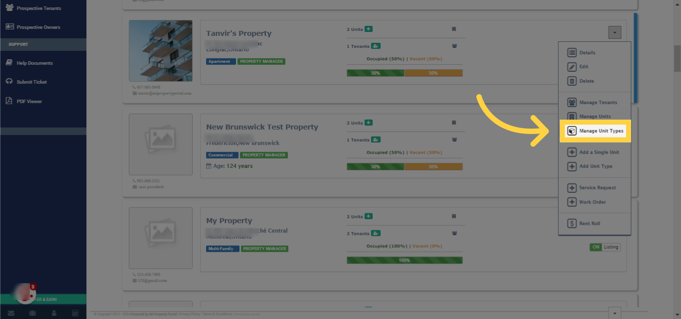 Click on 'Manage Unit Types'