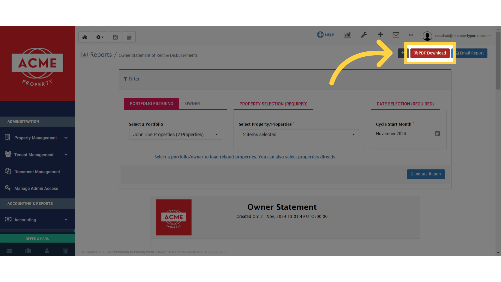 Click 'PDF Download'