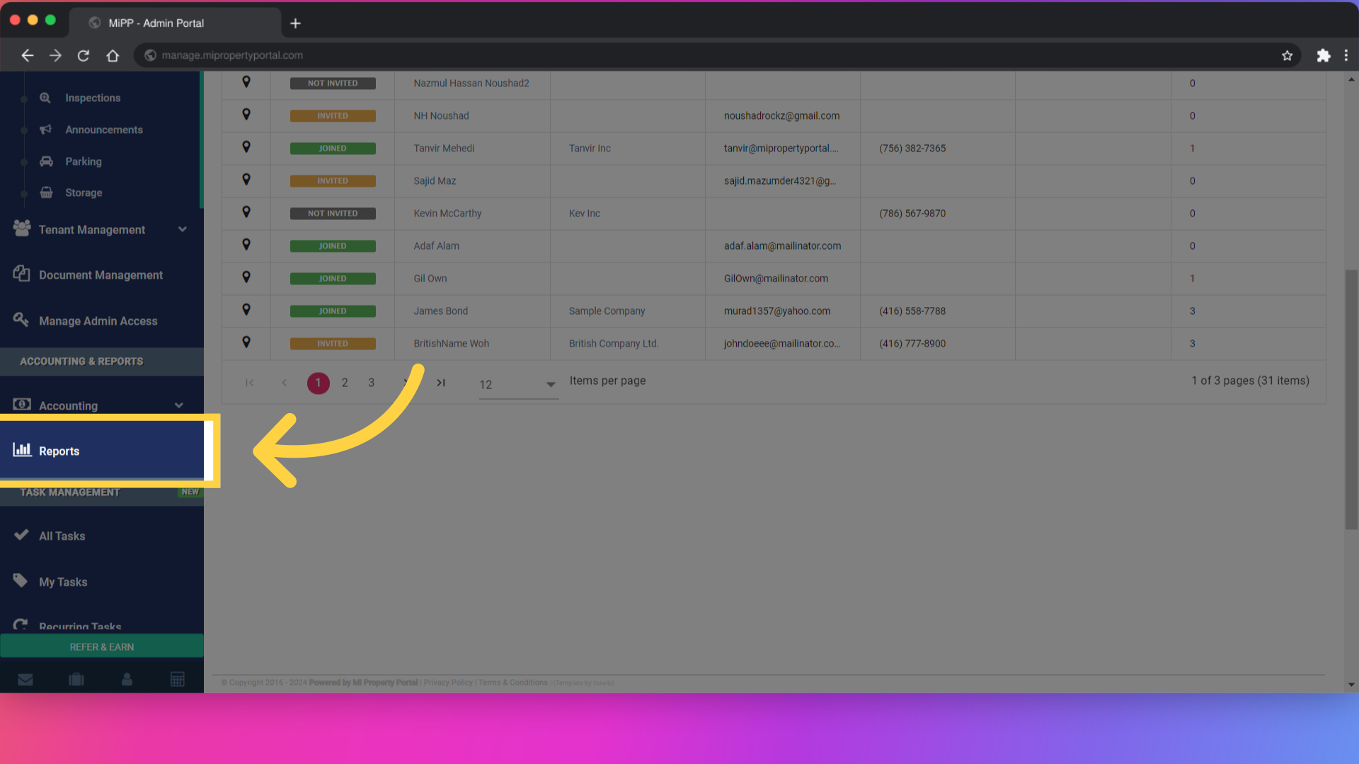 Then, come to the dashboard and select report