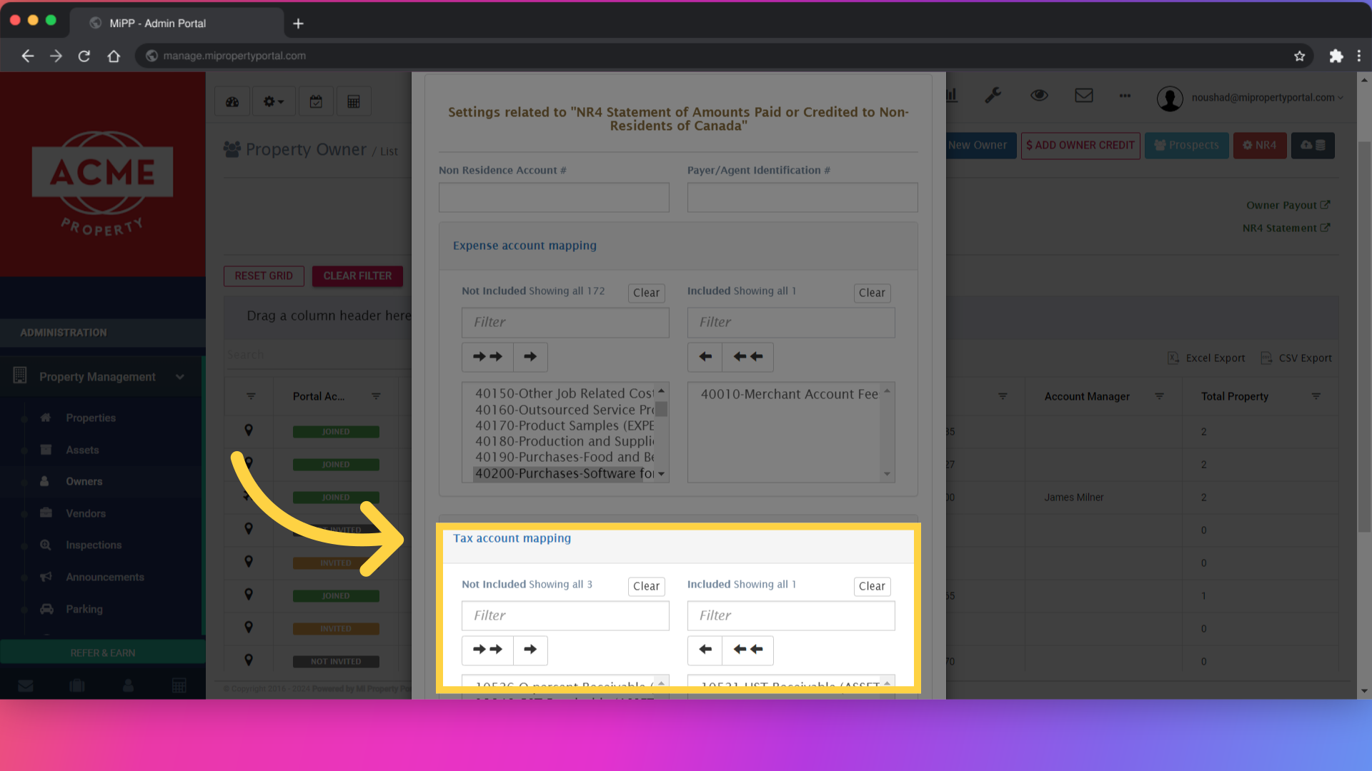 Similarly, you can include or exclude tax account mapping moves from one to another or multiple to another.