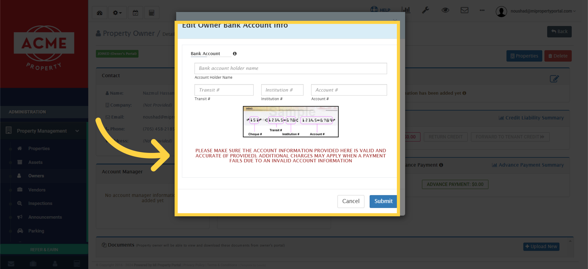 you'll need to provide the necessary information