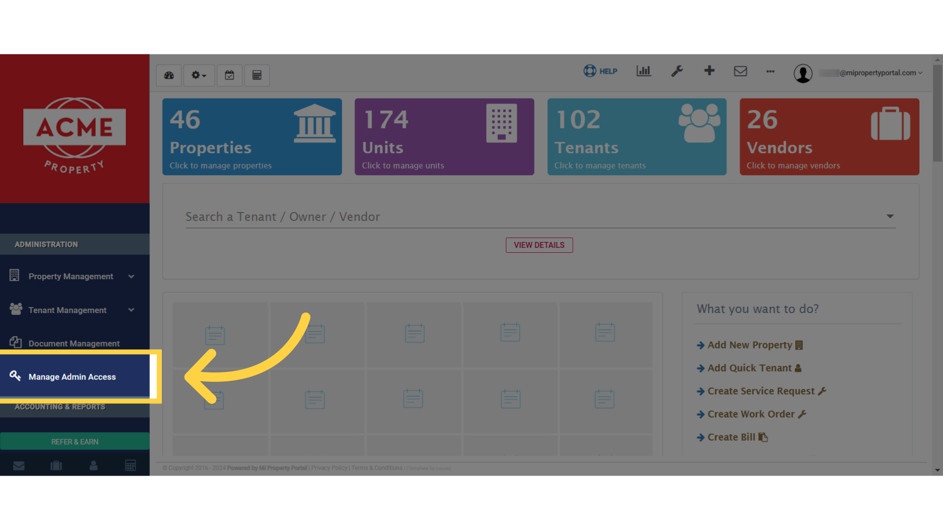 Click 'Manage Admin Access'