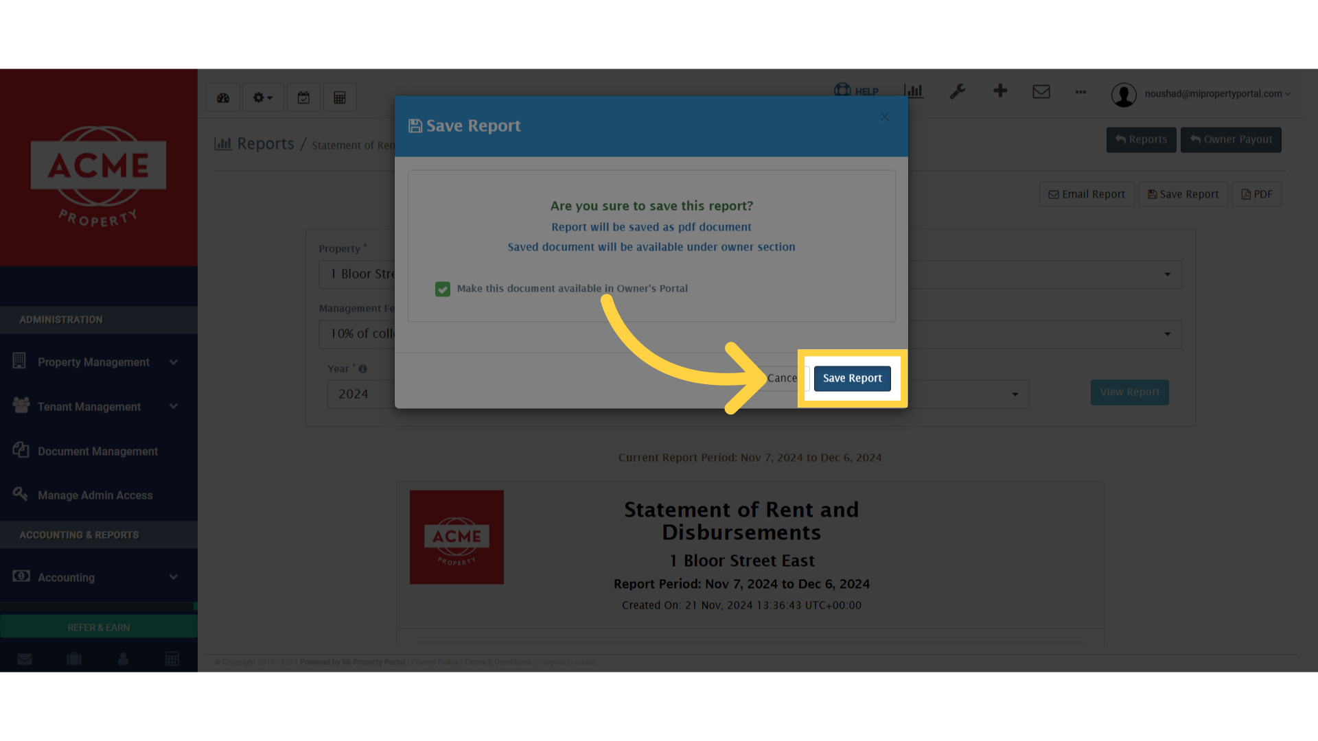 Click 'Save Report'