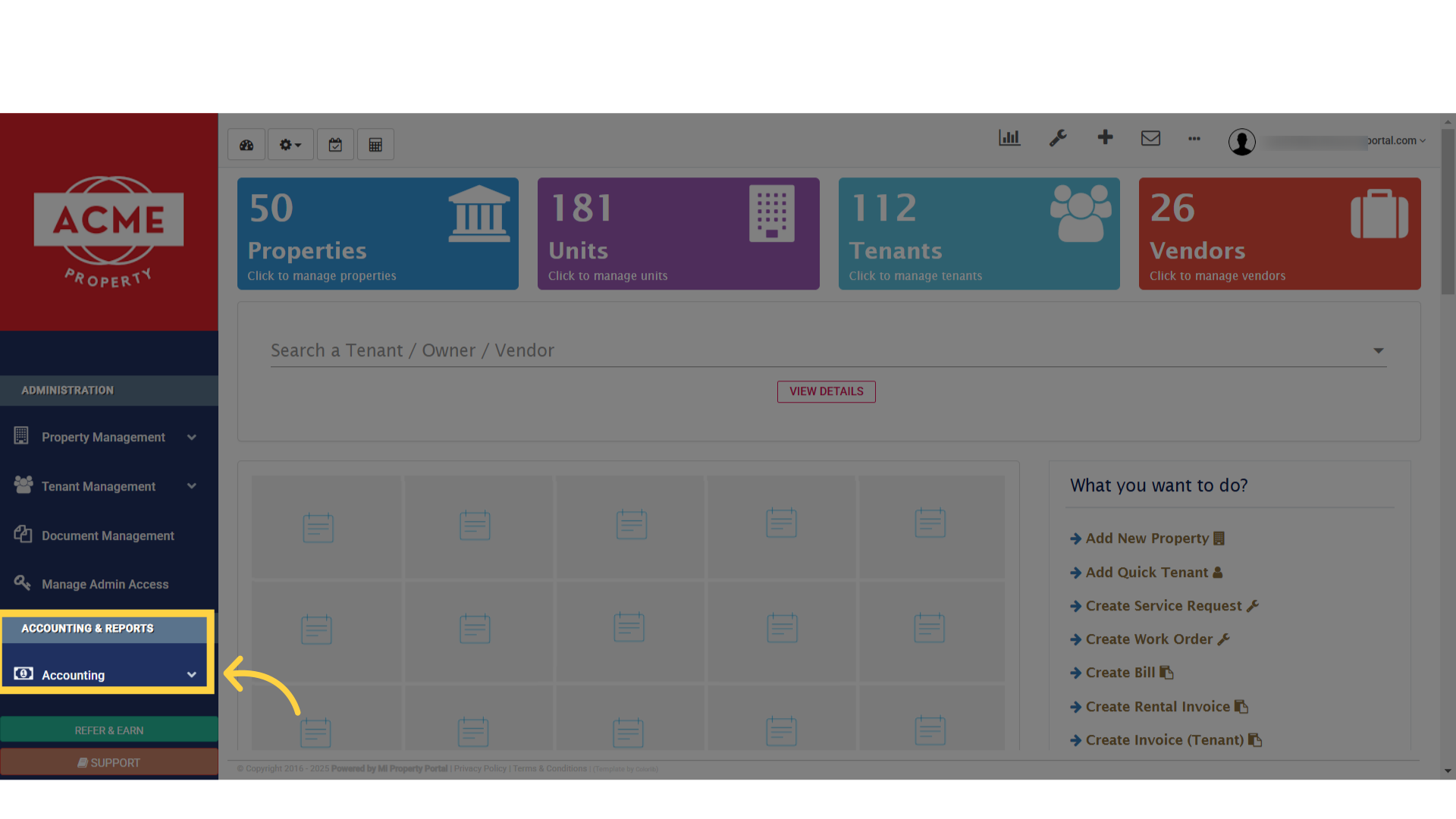 Click on 'Accounting' dropdown