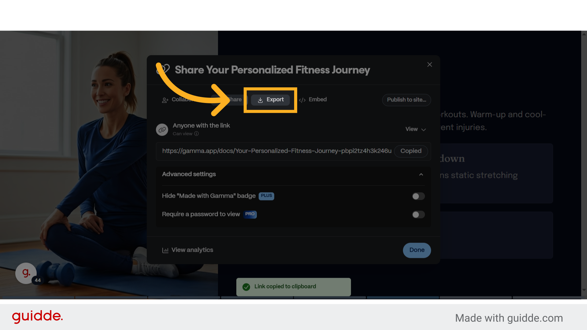 Click 'Export'