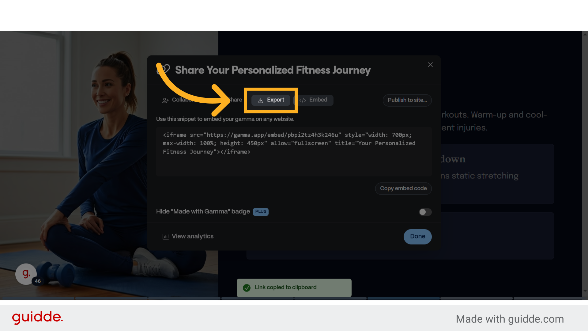 Click 'Export'