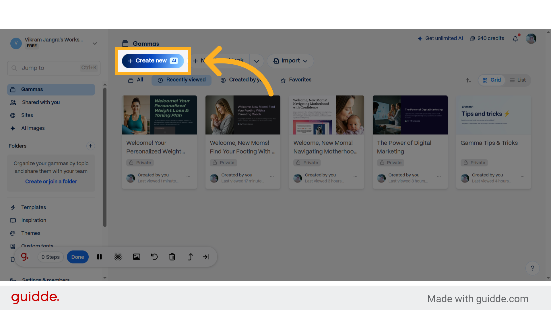 Click 'Create newAI'