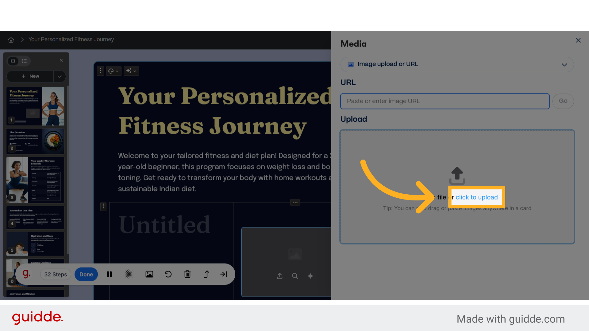Click 'click to upload'