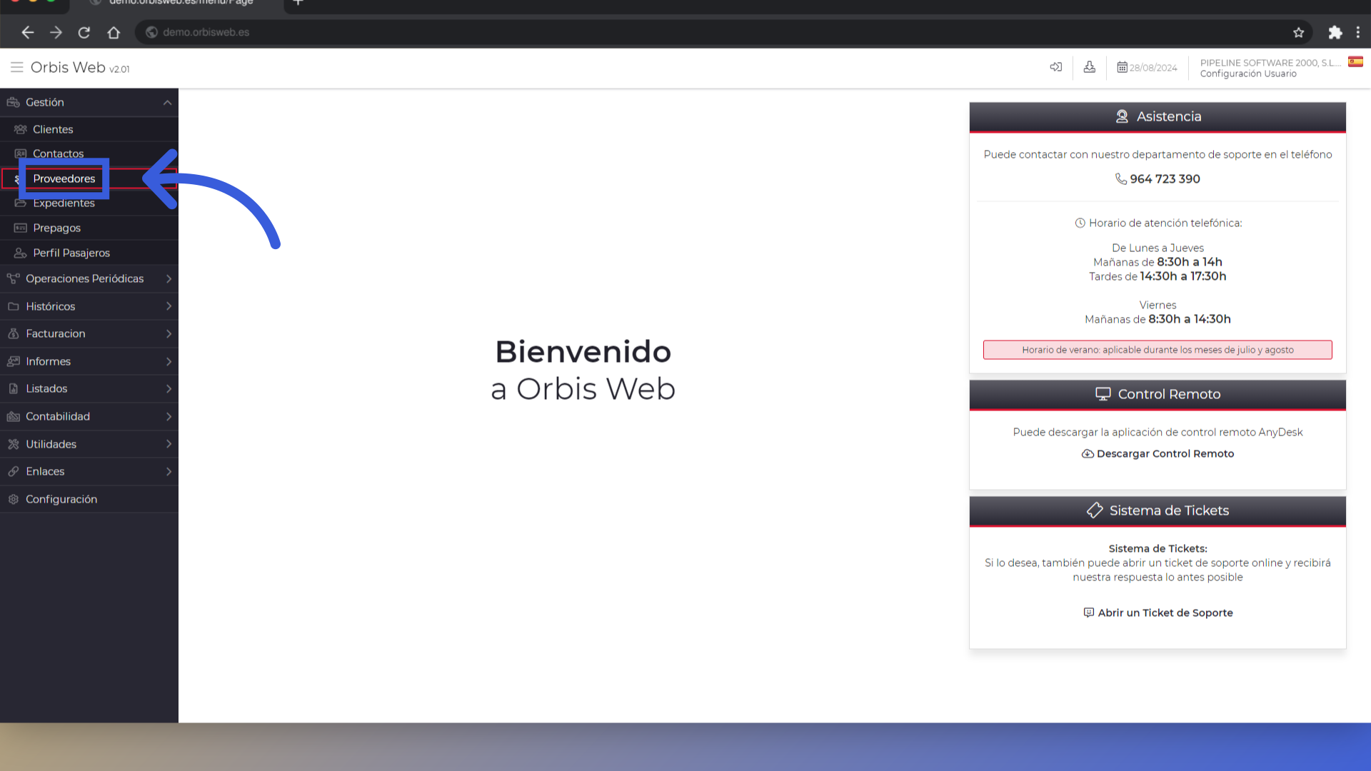 Clic 'Proveedores'