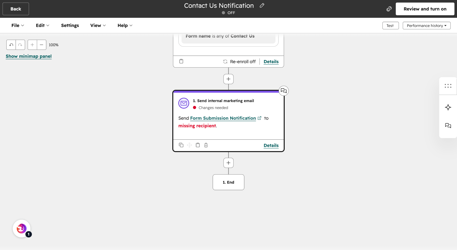 Open the HubSpot Workflow