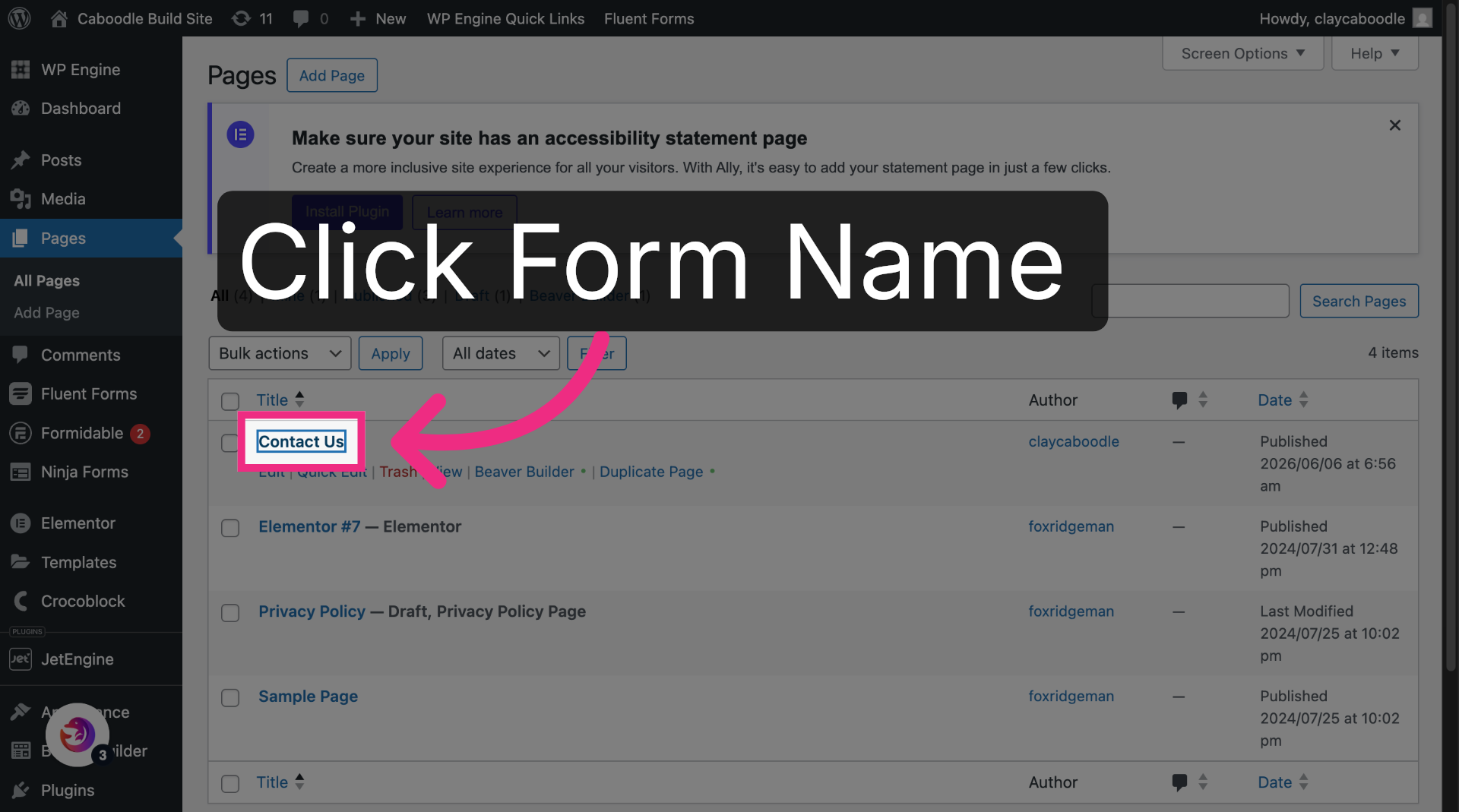 Open Form Page