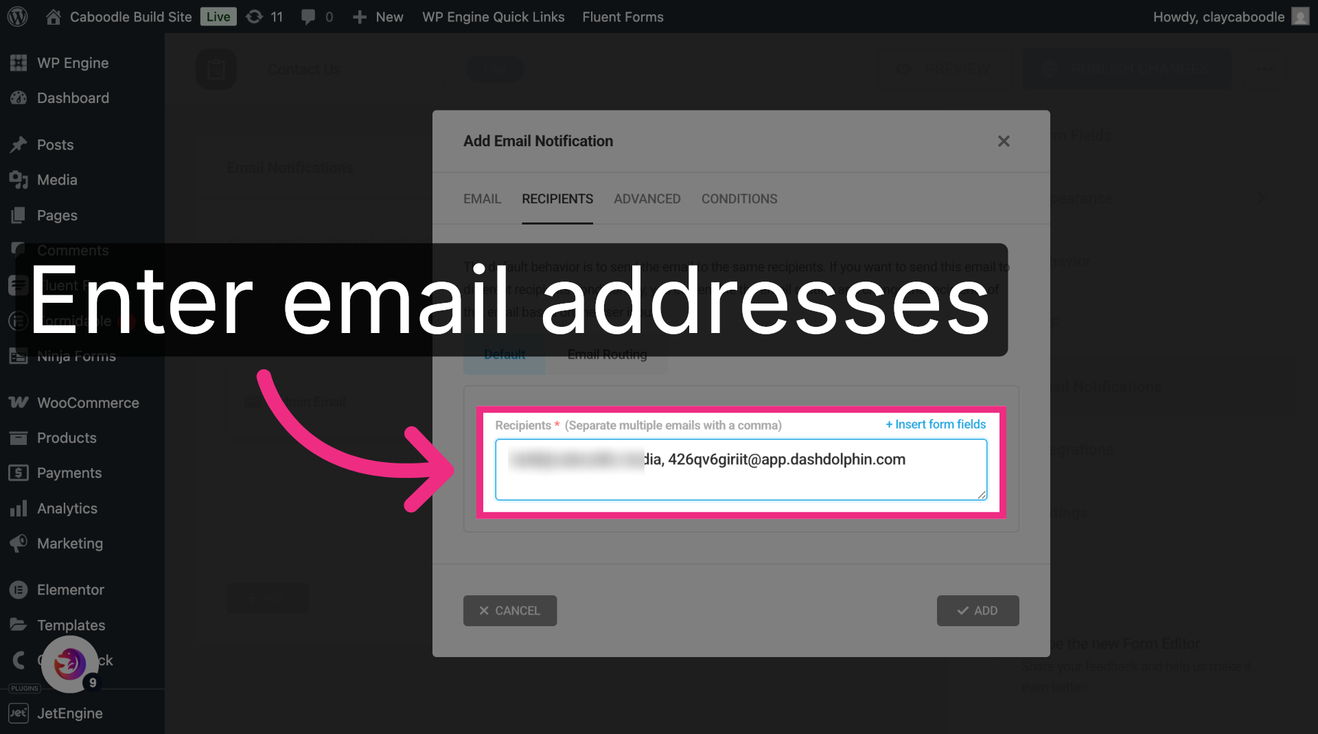 Enter Notification Email