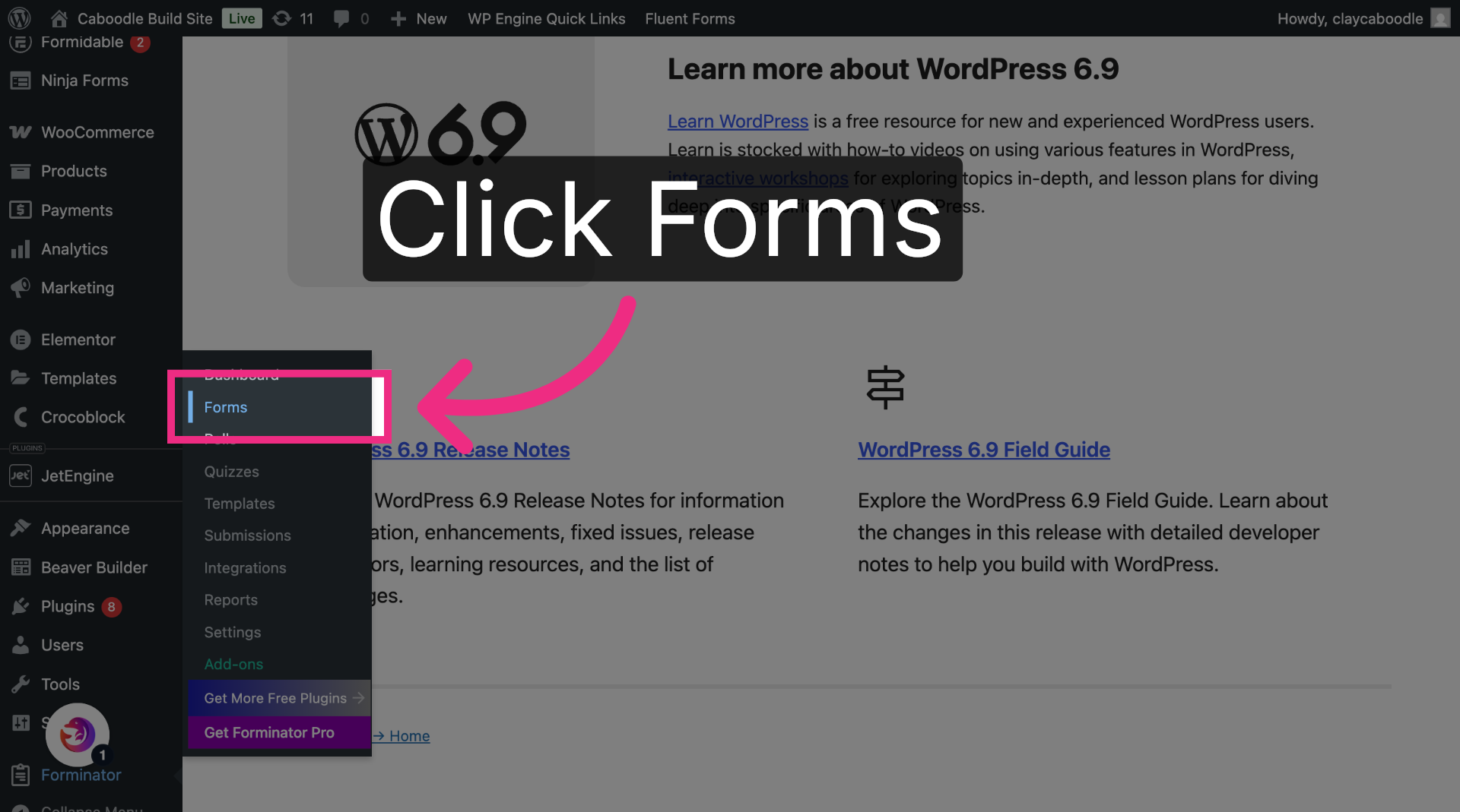 Open Forms Section