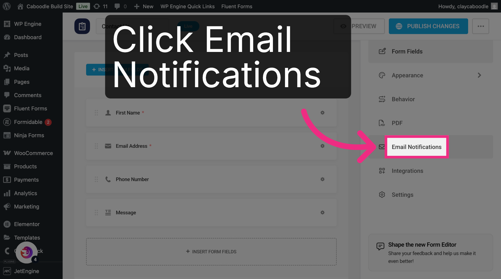Open Email Notifications